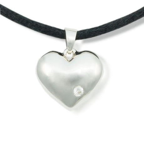 Sparkling Heart Cremation Pendant - Sterling Silver