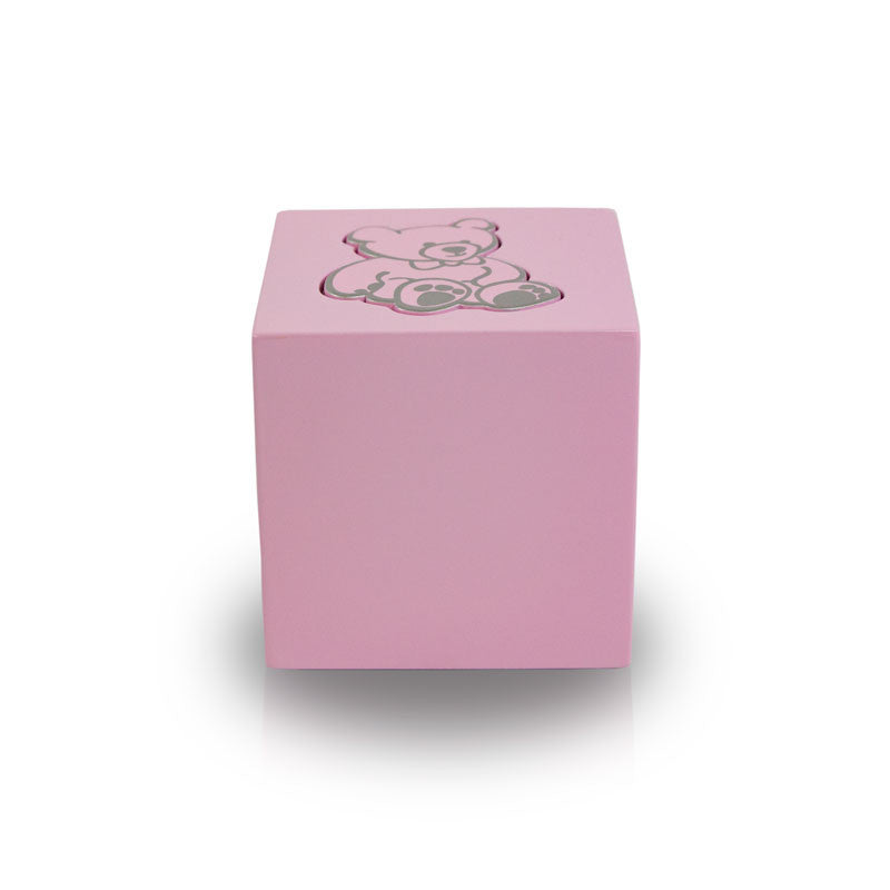 Baby Pink Teddy Bear Infant Cube Urn