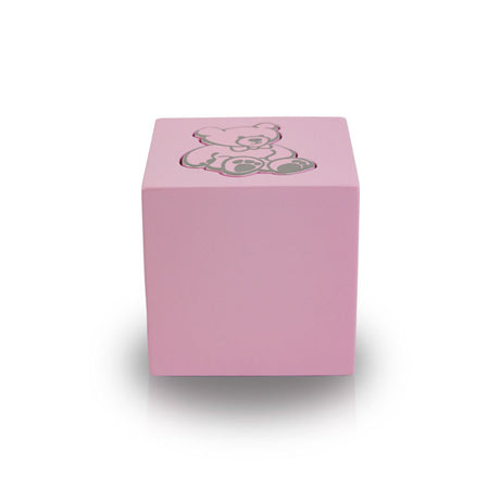 Baby Pink Teddy Bear Infant Cube Urn