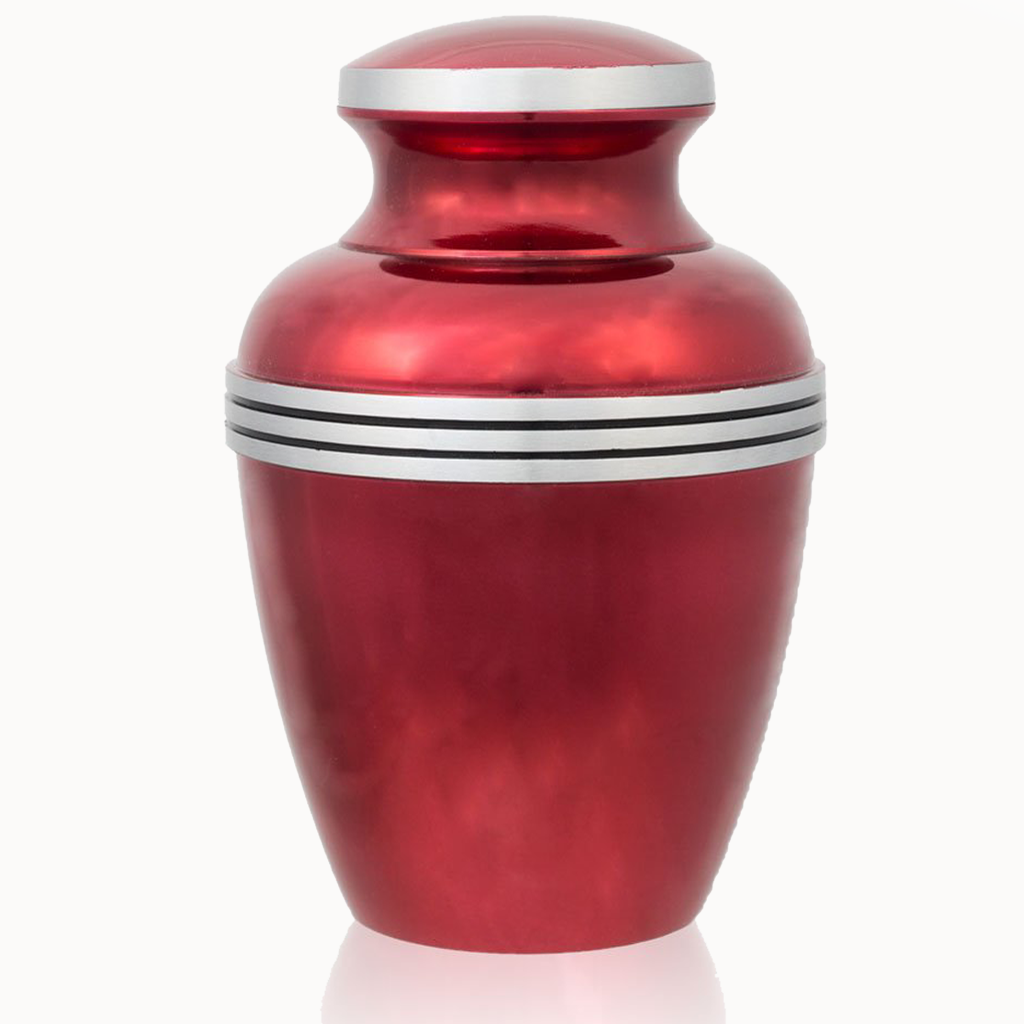Red Pewter Banded Cremation Urn