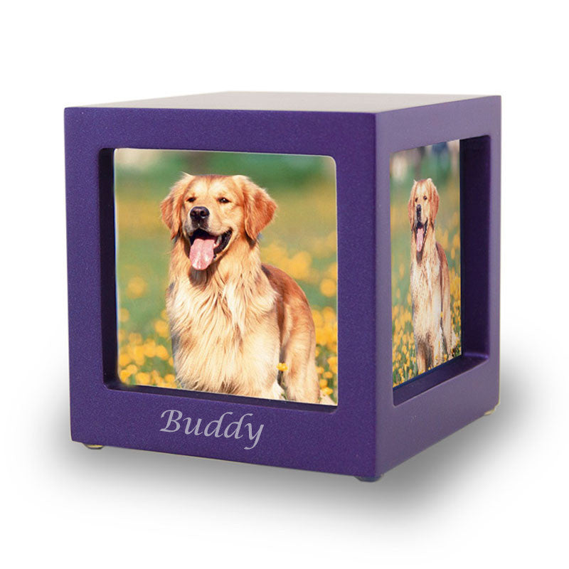 Violet Pet Photo Cube Urn - Small