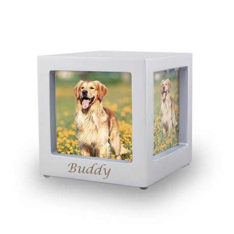 Silver Photo Cube Cremation Urn - Extra Small