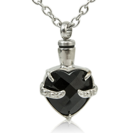 Obsidian Heart Cremation Necklace for Ashes