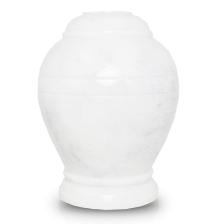 Ringed White Marble Cremation Urn - Large