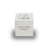 Baby White Teddy Bear Infant Cube Urn