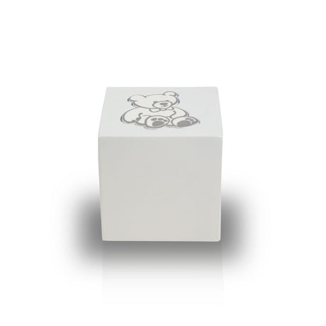Baby White Teddy Bear Infant Cube Urn