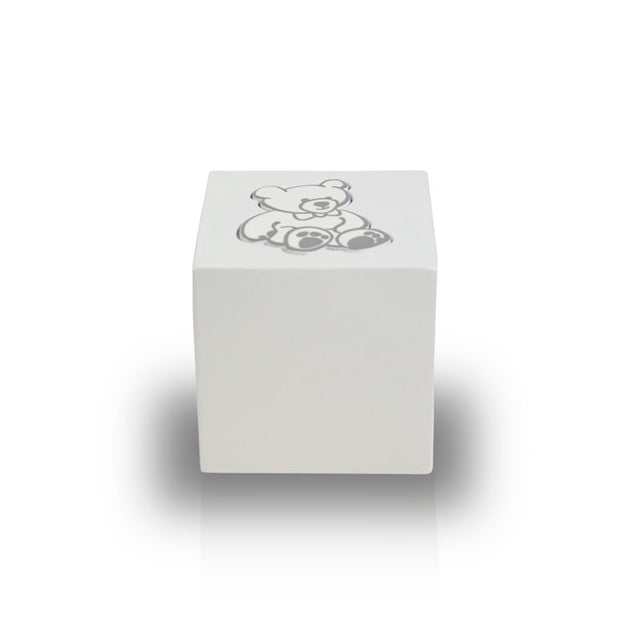 Baby White Teddy Bear Infant Cube Urn